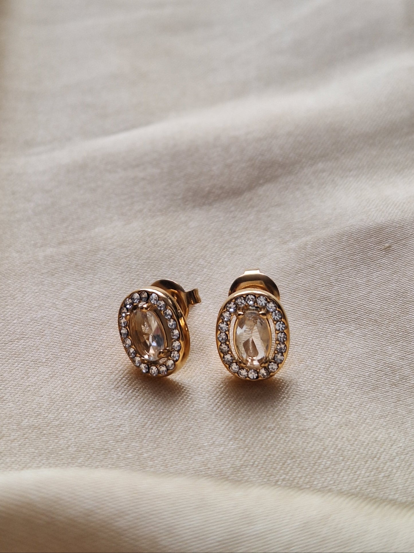 Oval Crystal Stud Earrings