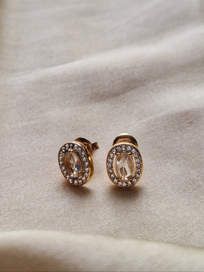 Oval Crystal Stud Earrings
