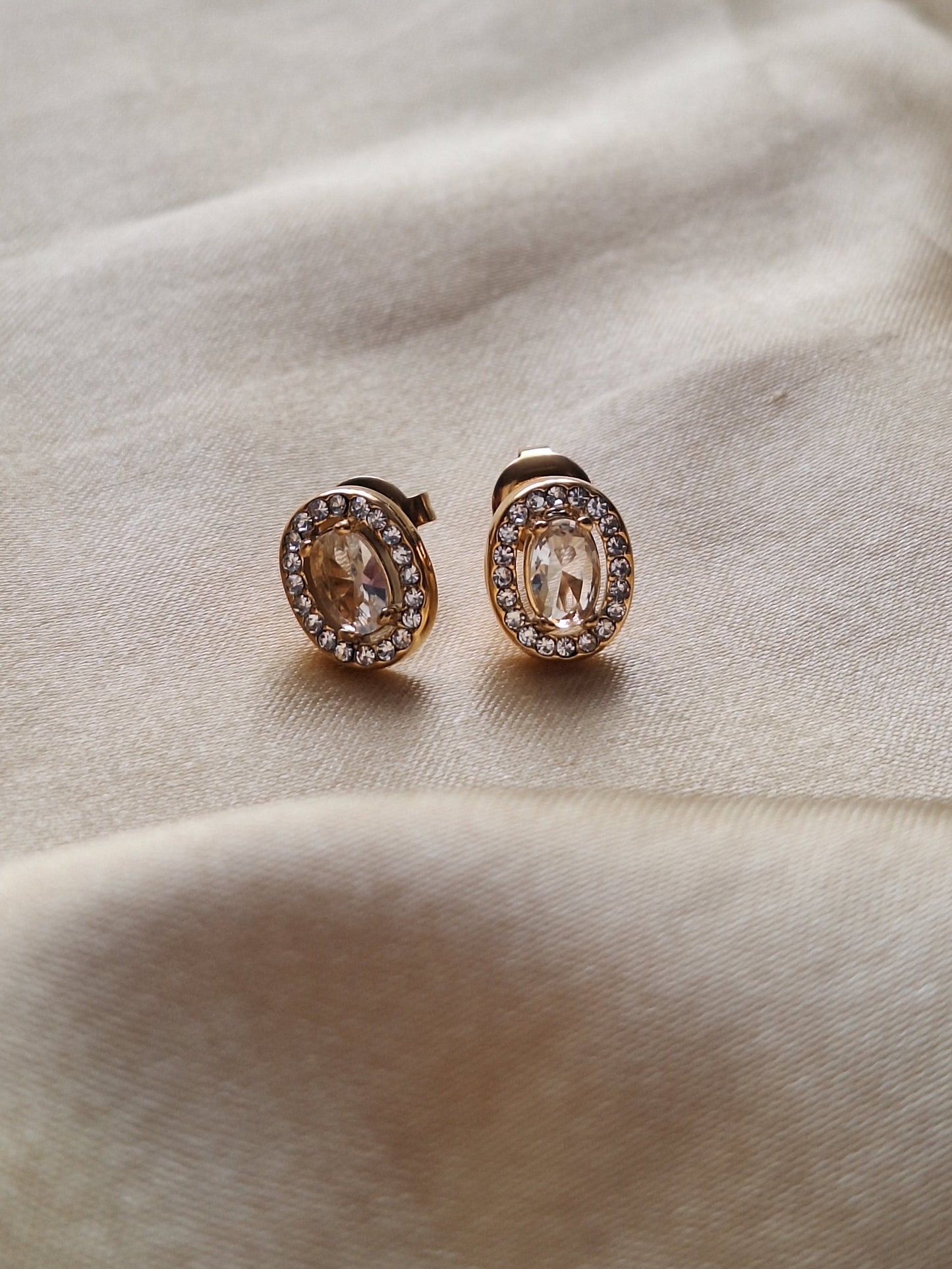 Oval Crystal Stud Earrings