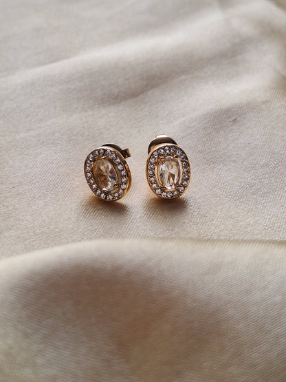 Oval Crystal Stud Earrings