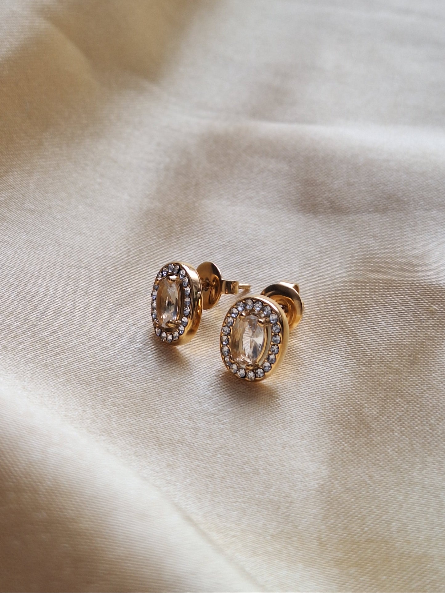 Oval Crystal Stud Earrings
