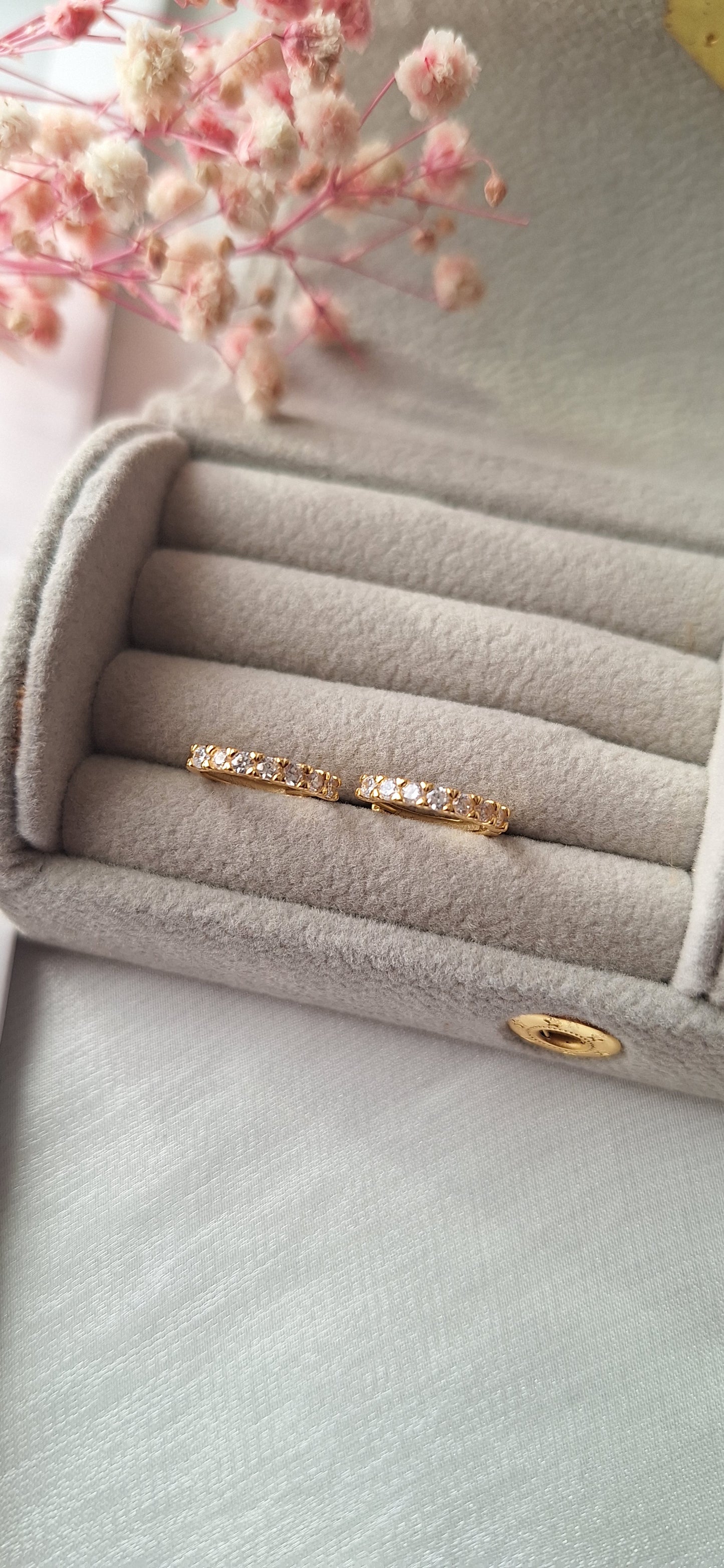 Gold Crystal Huggie Hoop Earrings
