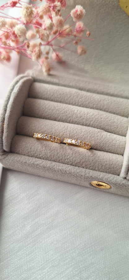 Gold Crystal Huggie Hoop Earrings