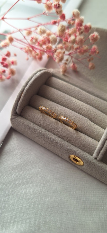Gold Crystal Huggie Hoop Earrings