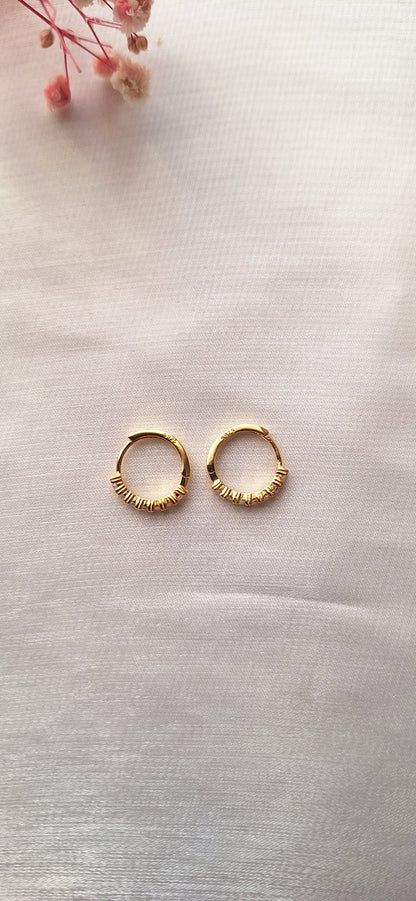 Gold Crystal Huggie Hoop Earrings