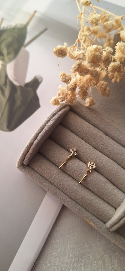 Flower Drop Tassel Stud Earrings