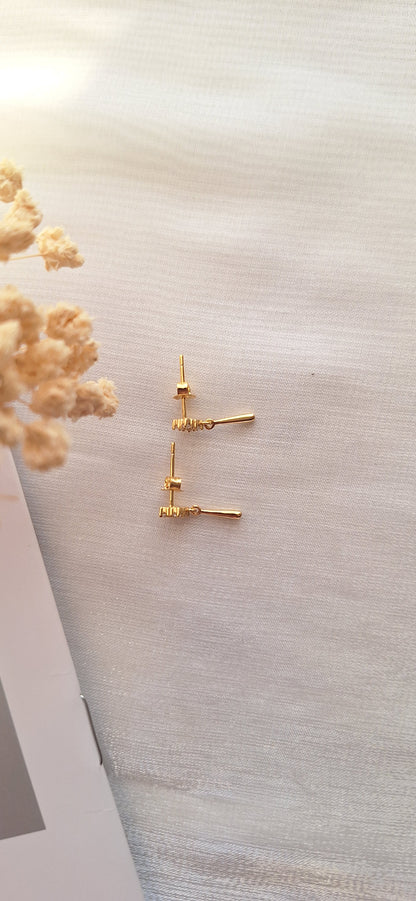 Flower Drop Tassel Stud Earrings
