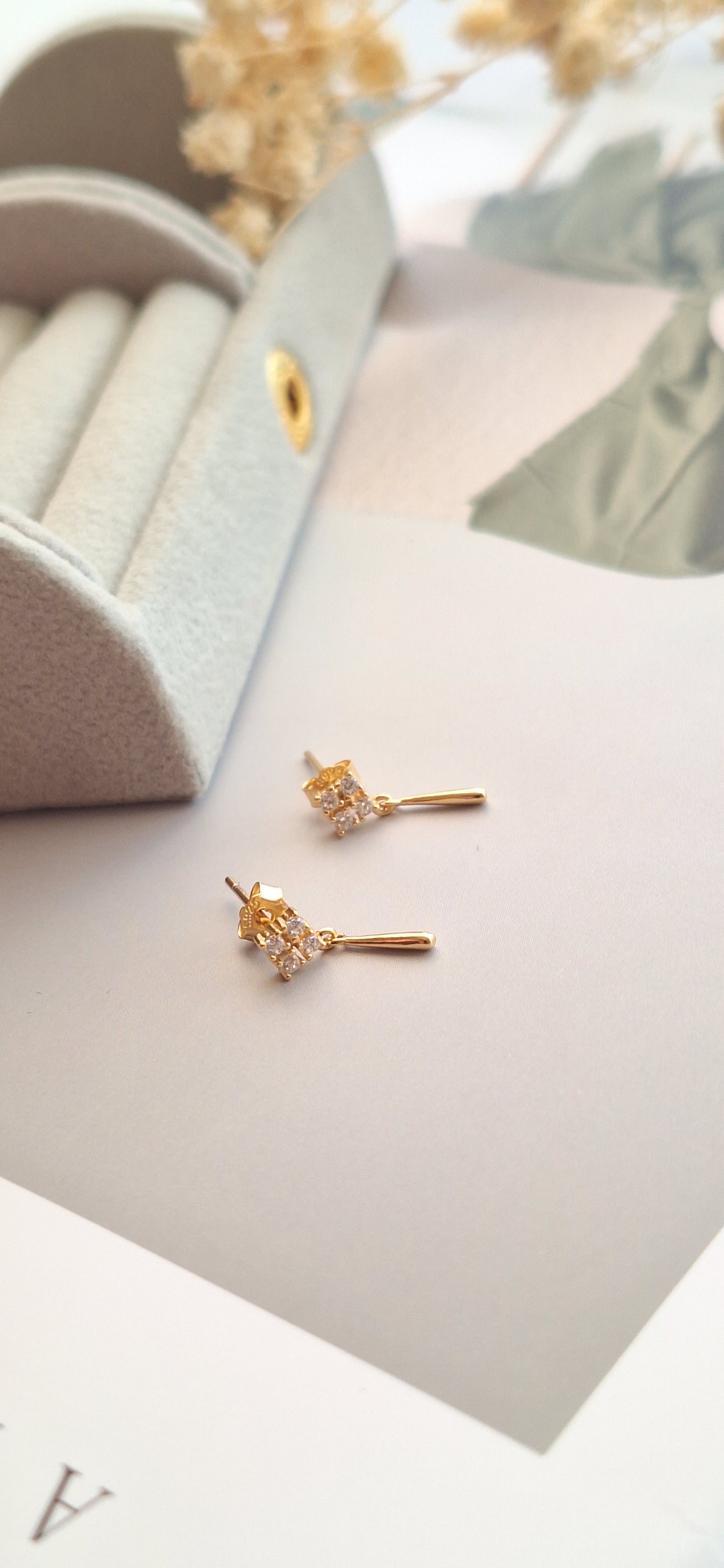 Flower Drop Tassel Stud Earrings