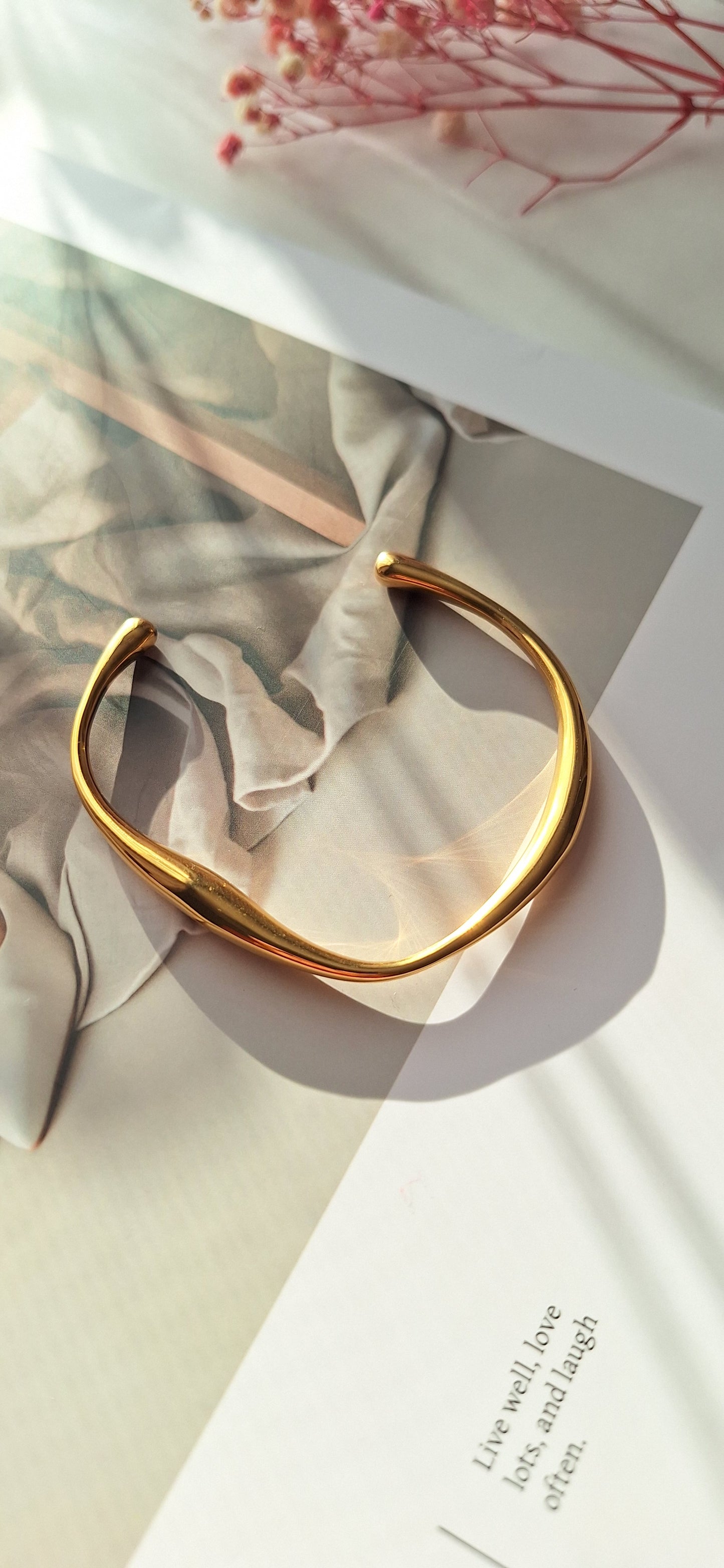 Gold Wave Cuff Bangle