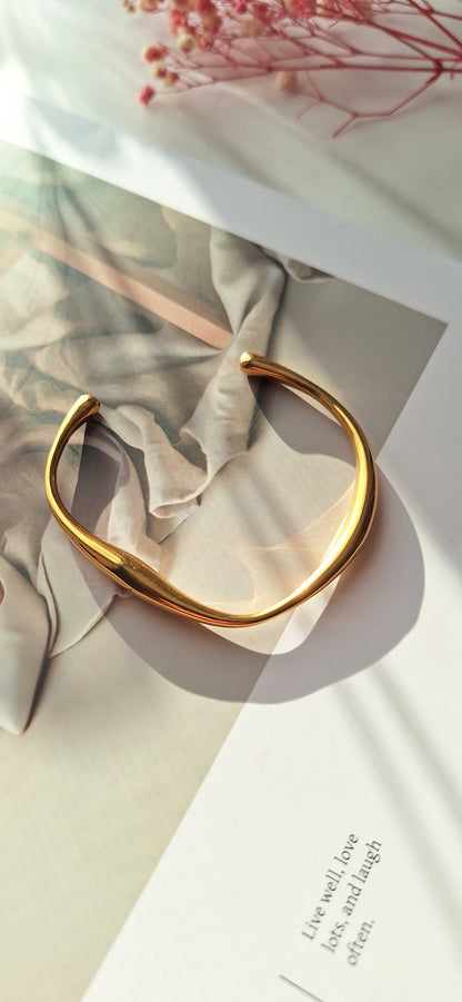 Gold Wave Cuff Bangle