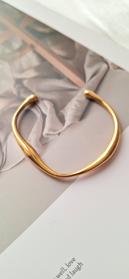 Gold Wave Cuff Bangle