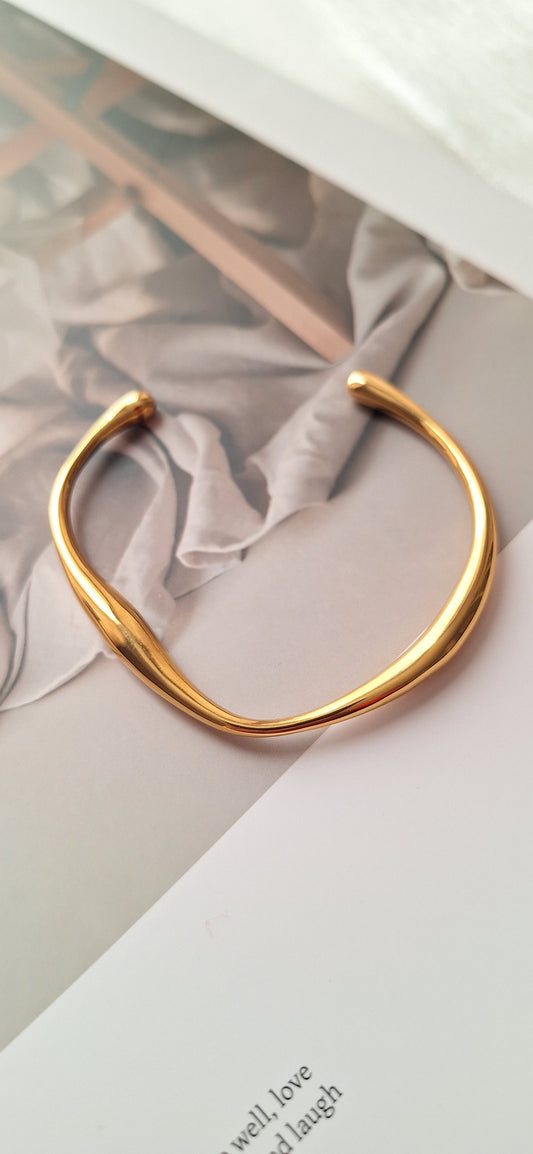 Gold Wave Cuff Bangle