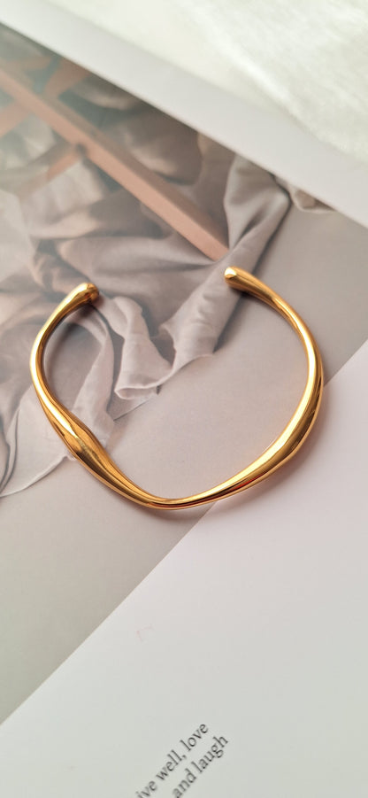 Gold Wave Cuff Bangle