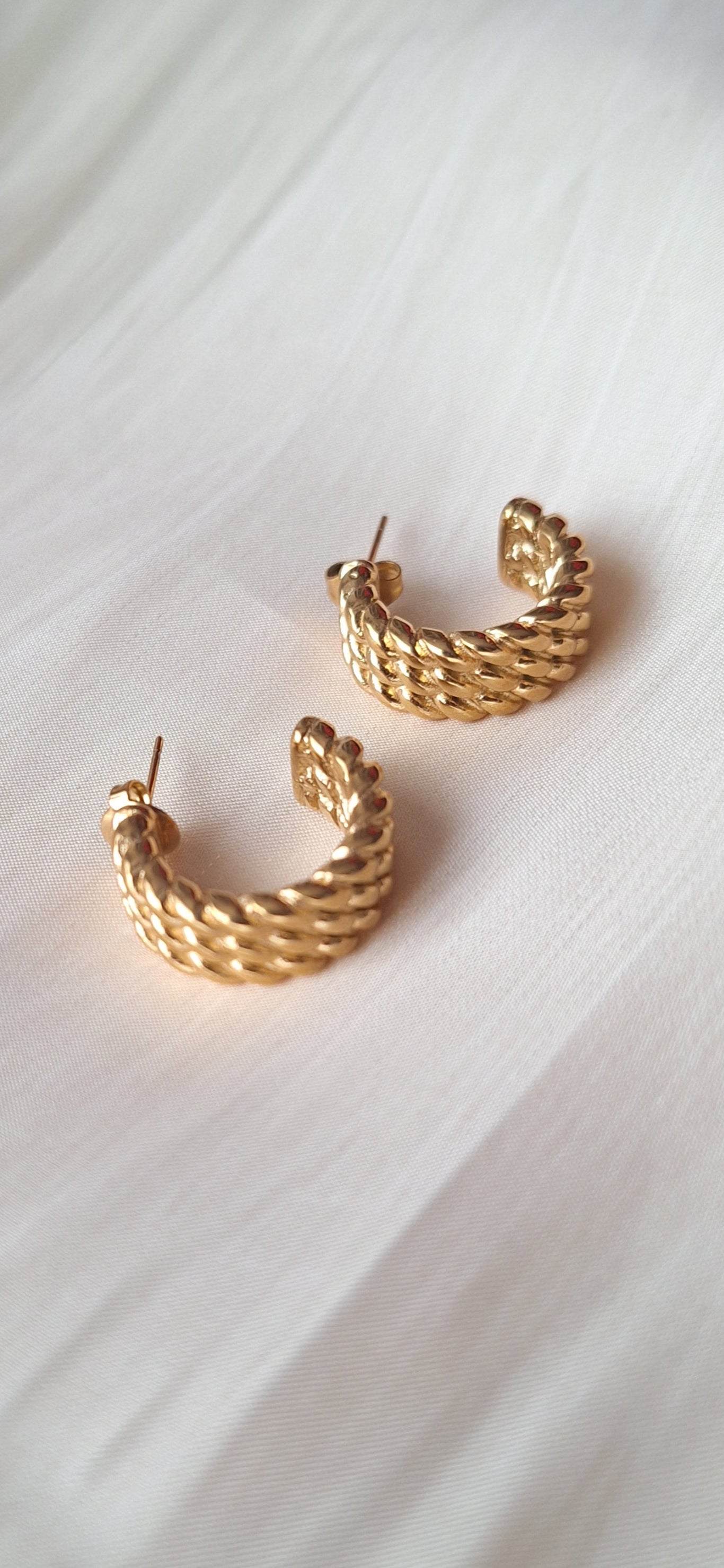 Rope Twist Hoop Stud Earrings