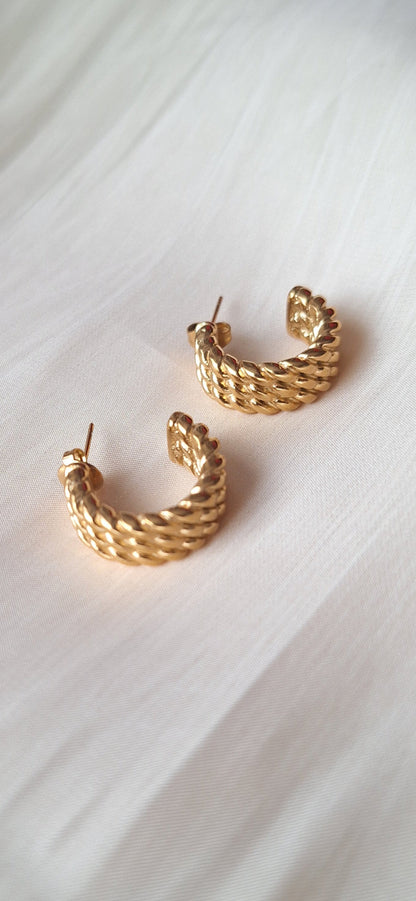 Rope Twist Hoop Stud Earrings