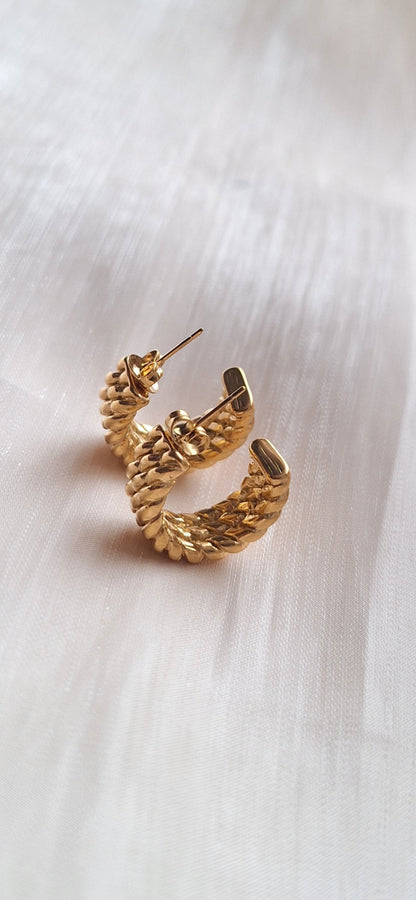 Rope Twist Hoop Stud Earrings