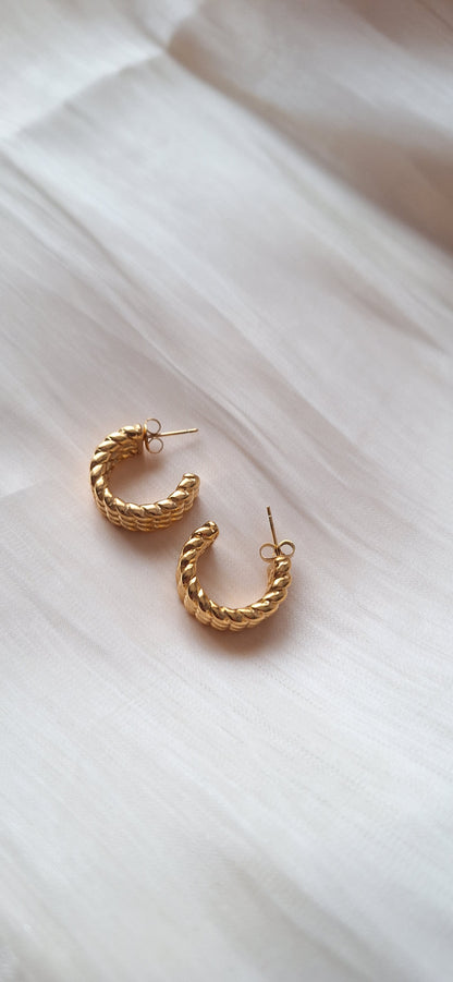 Rope Twist Hoop Stud Earrings