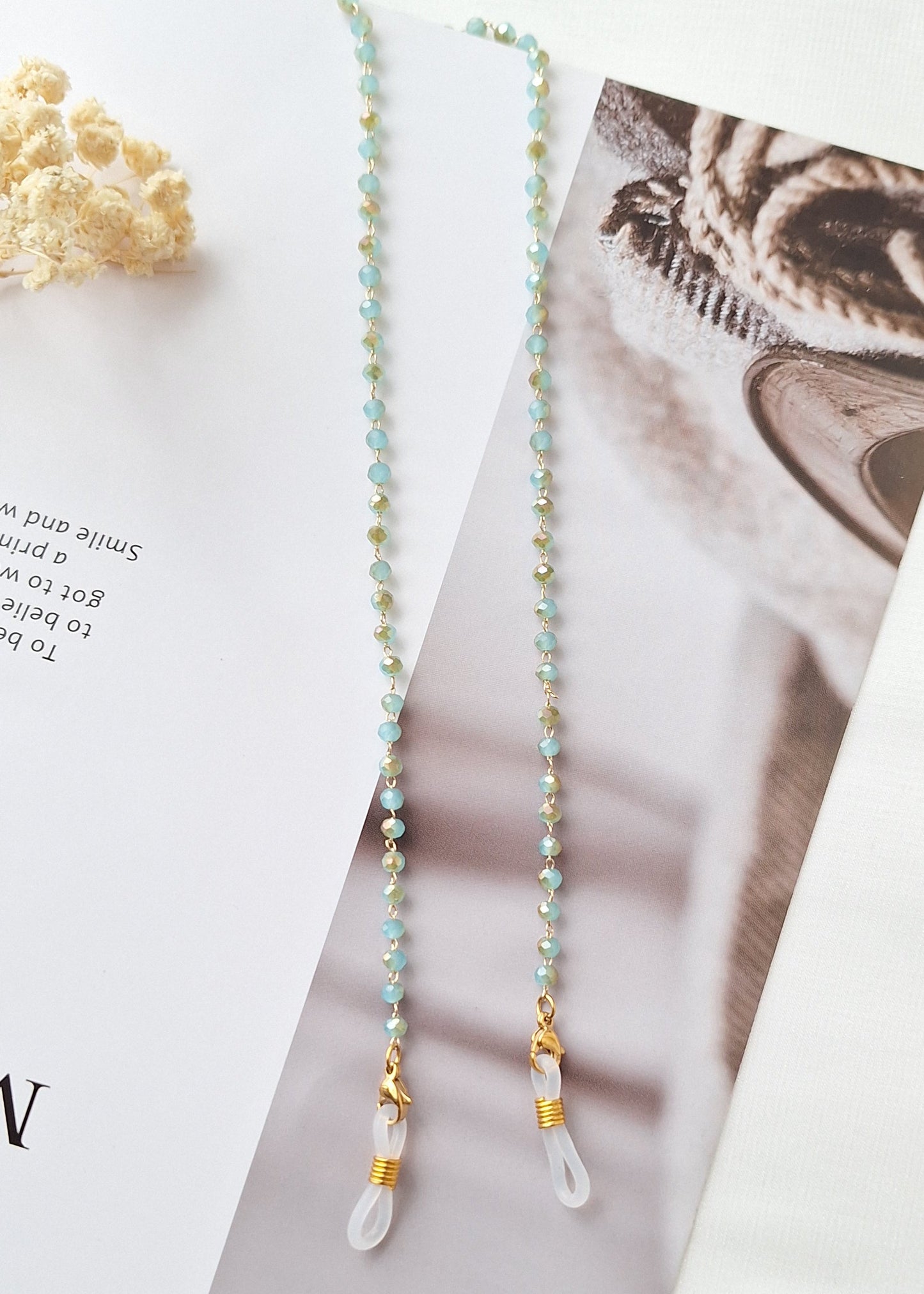 Green Gemstone Glasses Chain