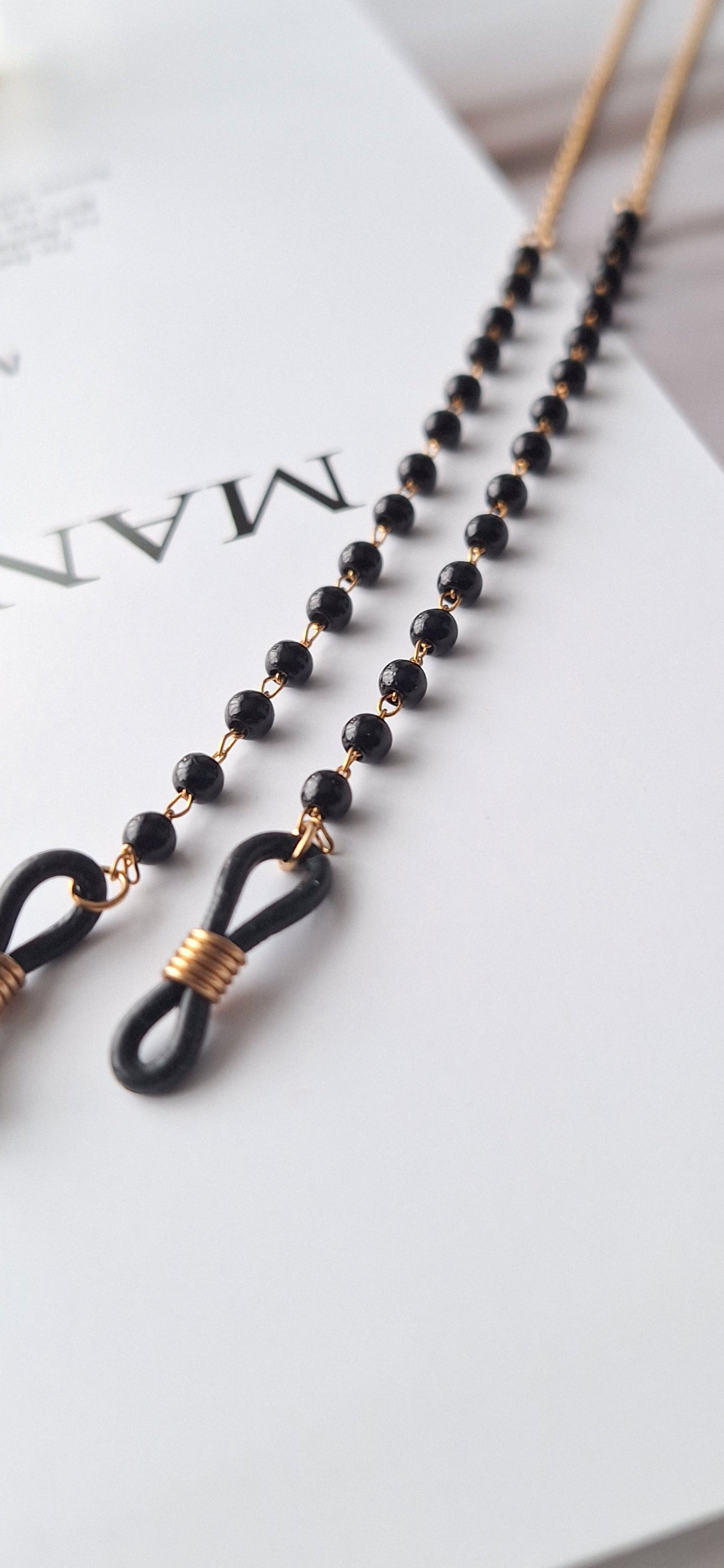 Black Beaded Glasses Chain