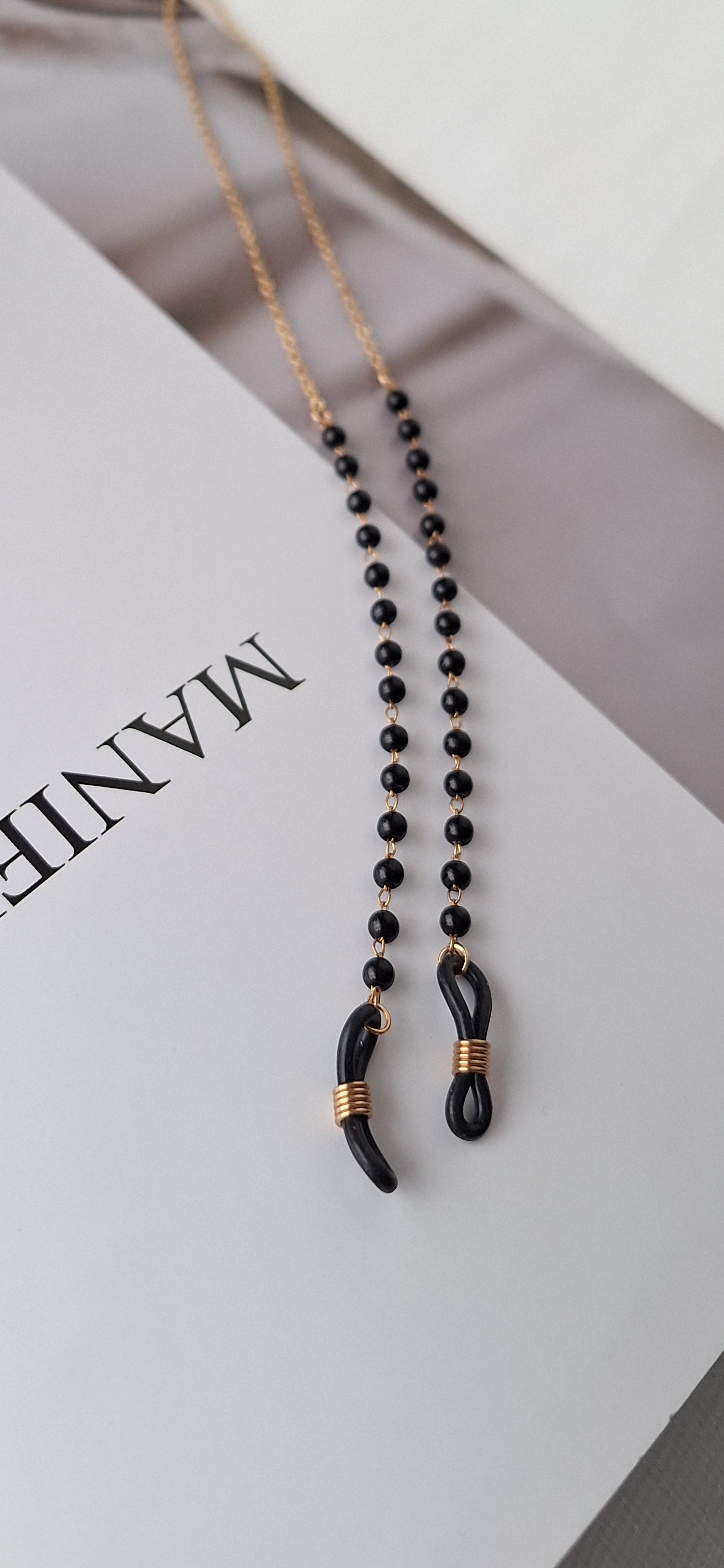 Black Beaded Glasses Chain