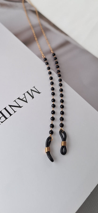Black Beaded Glasses Chain
